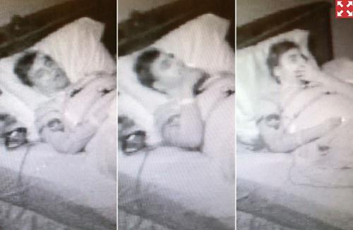 Chris Peres pendant son sommeil (caméra infrarouge) - Capture d'écran New York Post 